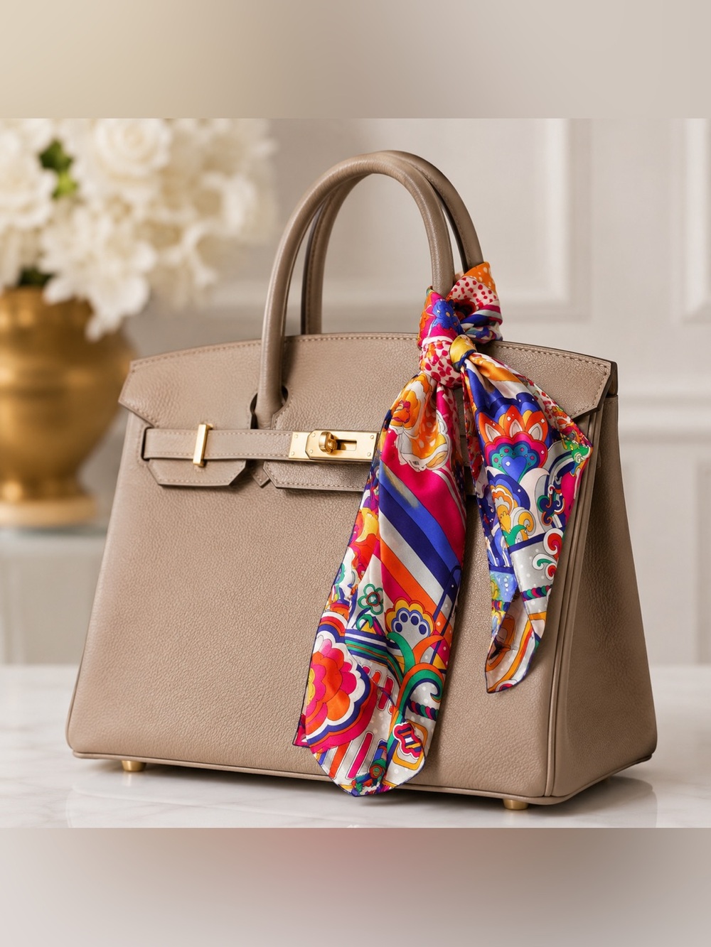 Hermès Faubourg Rainbow Gavroche 45 Scarf w/original tags in like new condition